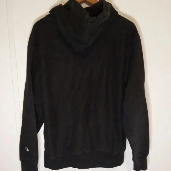 Champion black blue reverse Weave script hoodie sweatshirt size large women - Picture 3 of 8